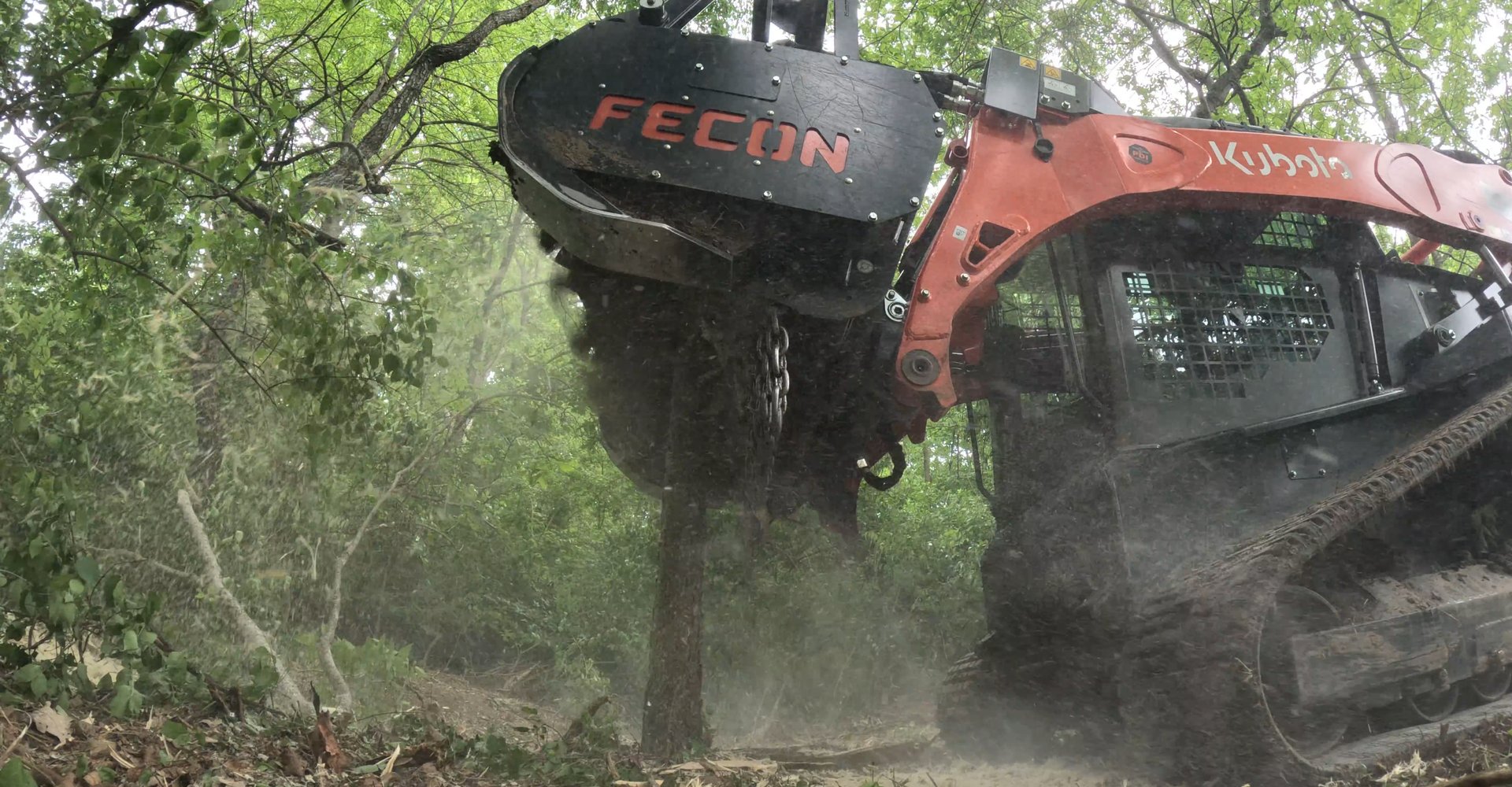 forestry mulcher clearing dense wooded acreage